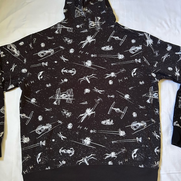 Vintage Unique Star Wars Black AOP Graphic Hoodie - Picture 3 of 4